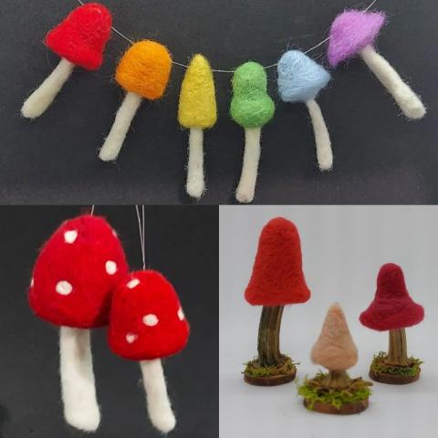 felted mushrooms