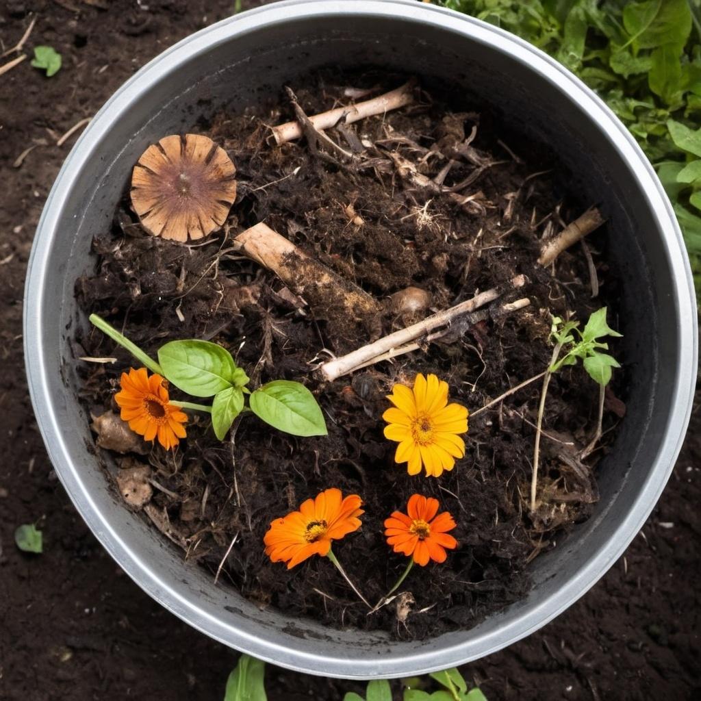 Image of compost bin with organic material 